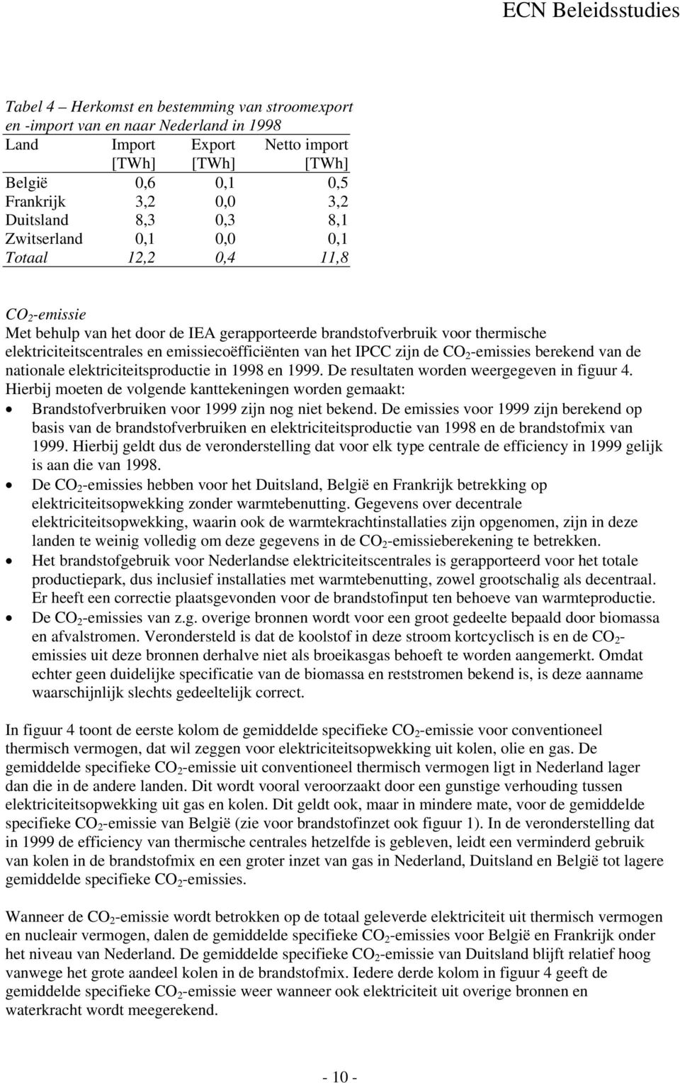 IPCC zijn de CO 2 -emissies berekend van de nationale elektriciteitsproductie in 1998 en 1999. De resultaten worden weergegeven in figuur 4.