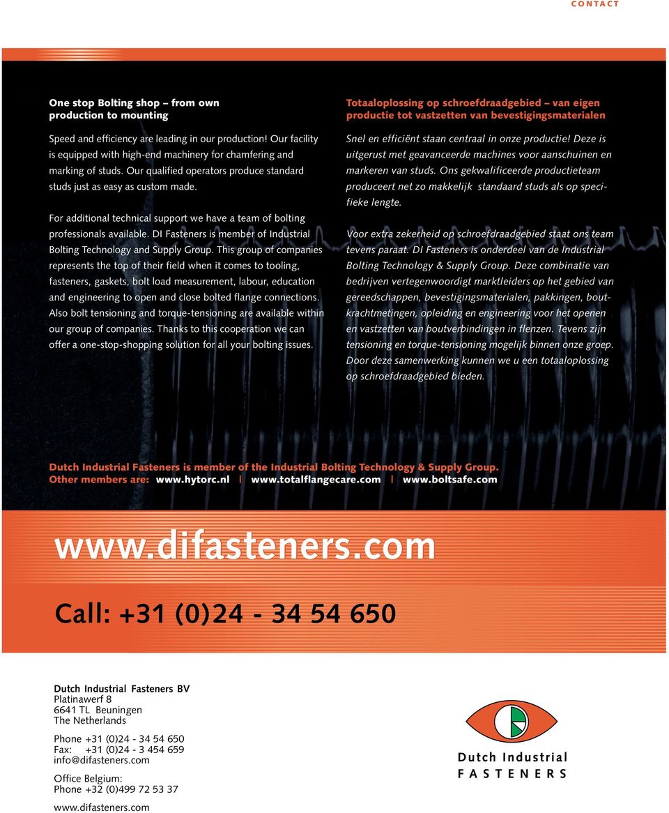 DI Fasteners is member of Industrial Bolting Technology and Supply Group.