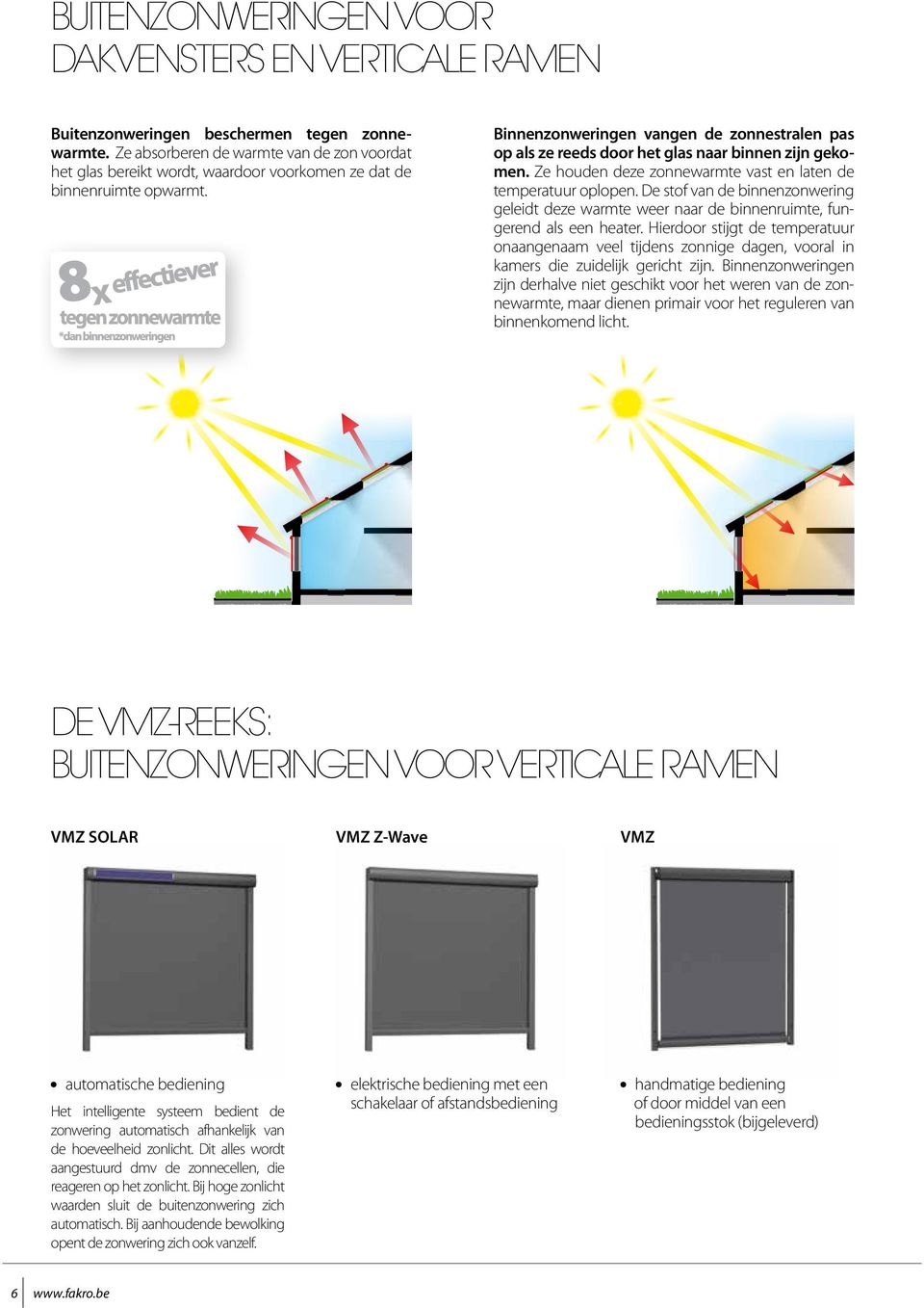 Binnenzonweringen vangen de zonnestralen pas op als ze reeds door het glas naar binnen zijn gekomen. Ze houden deze zonnewarmte vast en laten de temperatuur oplopen.