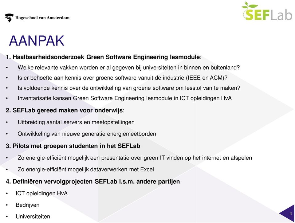 Inventarisatie kansen Green Software Engineering lesmodule in ICT opleidingen HvA 2.