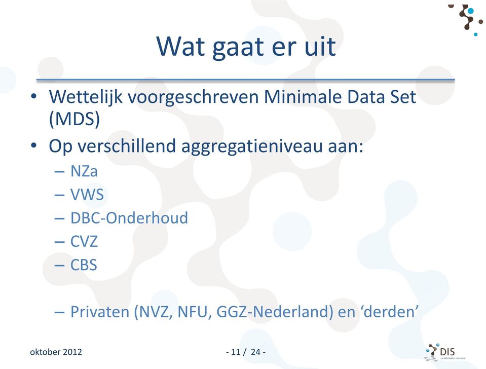 aan: NZa VWS DBC-Onderhoud CVZ CBS Privaten (NVZ,