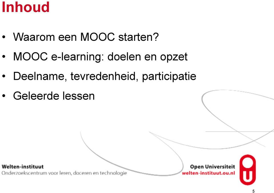 MOOC e-learning: doelen en