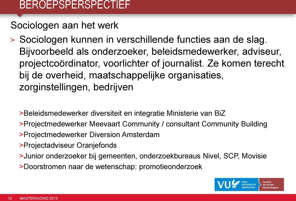 Ze komen terecht bij de overheid, maatschappelijke organisaties, zorginstellingen, bedrijven >Beleidsmedewerker diversiteit en integratie Ministerie van BiZ