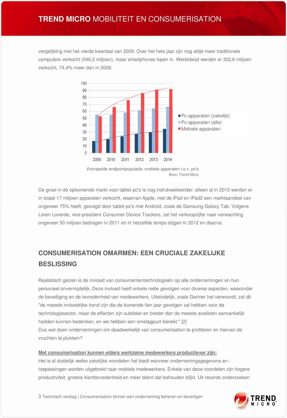 Pc-apparaten (zakelijk) Pc-apparaten (alle) Mobiele apparaten Voorspelde endpointpopulatie: mobiele apparaten t.o.v.