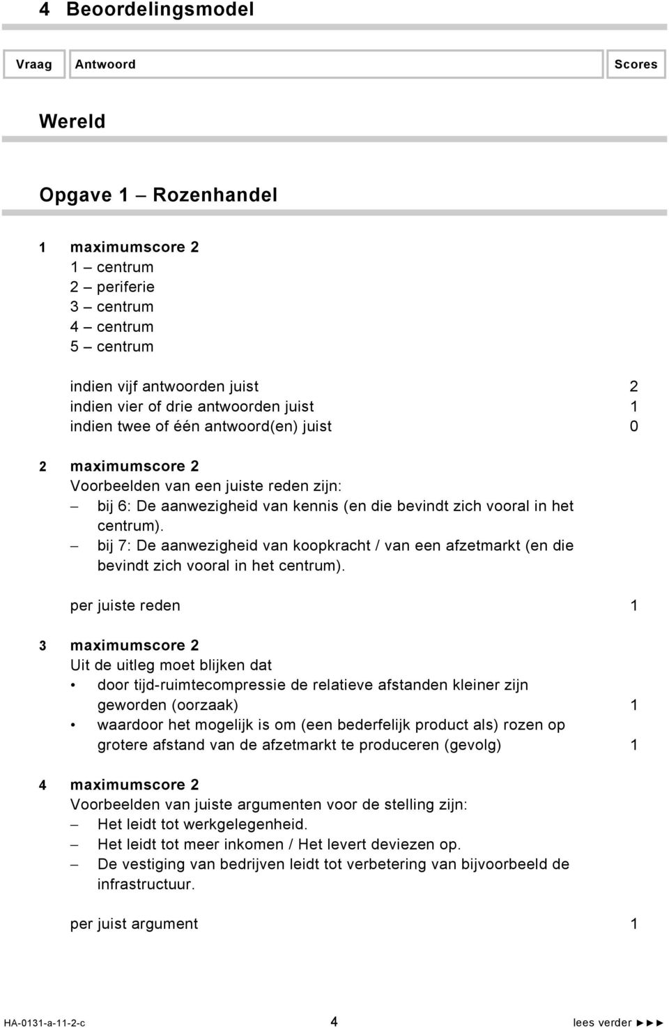 bij 7: De aanwezigheid van koopkracht / van een afzetmarkt (en die bevindt zich vooral in het centrum).