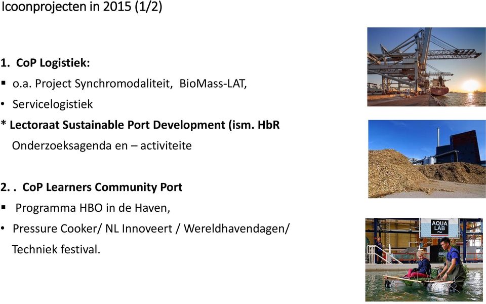 Sustainable Port Development (ism. HbR Onderzoeksagenda en activiteite 2.
