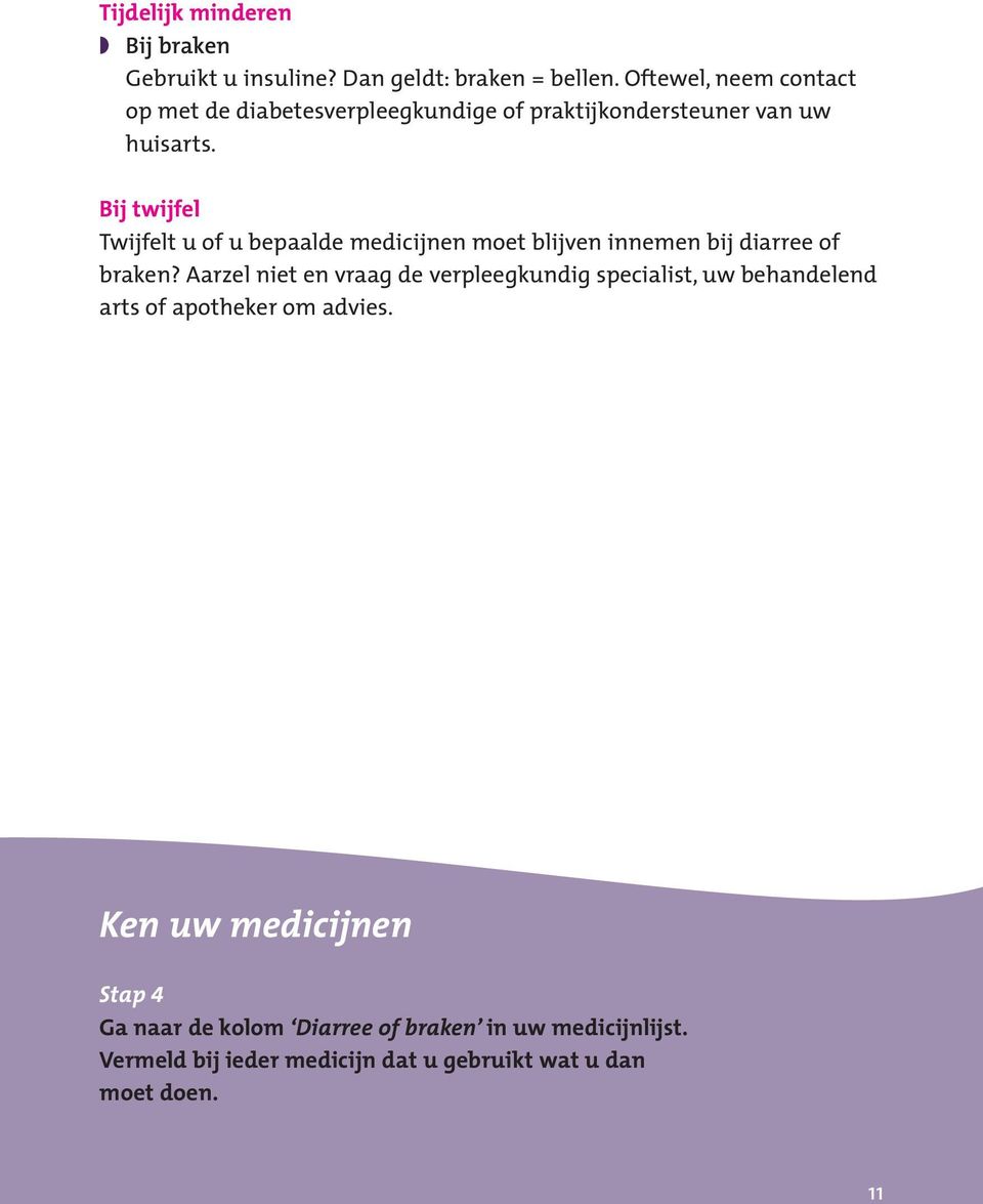 Bij twijfel Twijfelt u of u bepaalde medicijnen moet blijven innemen bij diarree of braken?