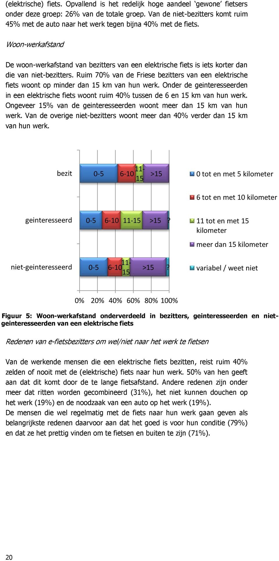 Woon-werkafstand De woon-werkafstand van bezitters van een elektrische fiets is iets korter dan die van niet-bezitters.