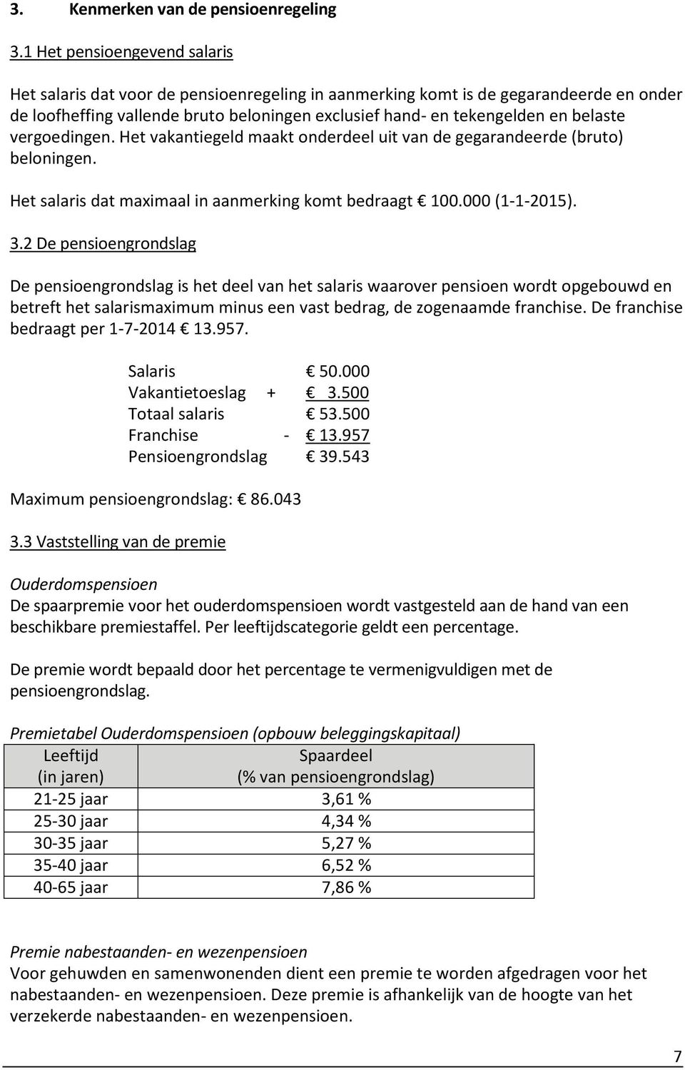 belaste vergoedingen. Het vakantiegeld maakt onderdeel uit van de gegarandeerde (bruto) beloningen. Het salaris dat maximaal in aanmerking komt bedraagt 100.000 (1-1-2015). 3.