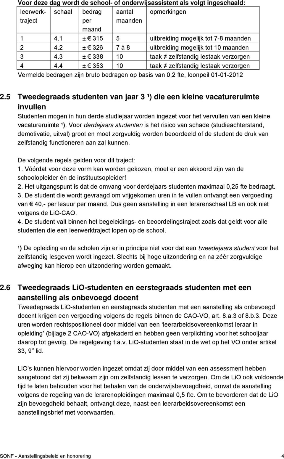 4 ± 353 10 taak zelfstandig lestaak verzorgen Vermelde bedragen zijn bruto bedragen op basis van 0,2 fte, loonpeil 01-01-2012 2.