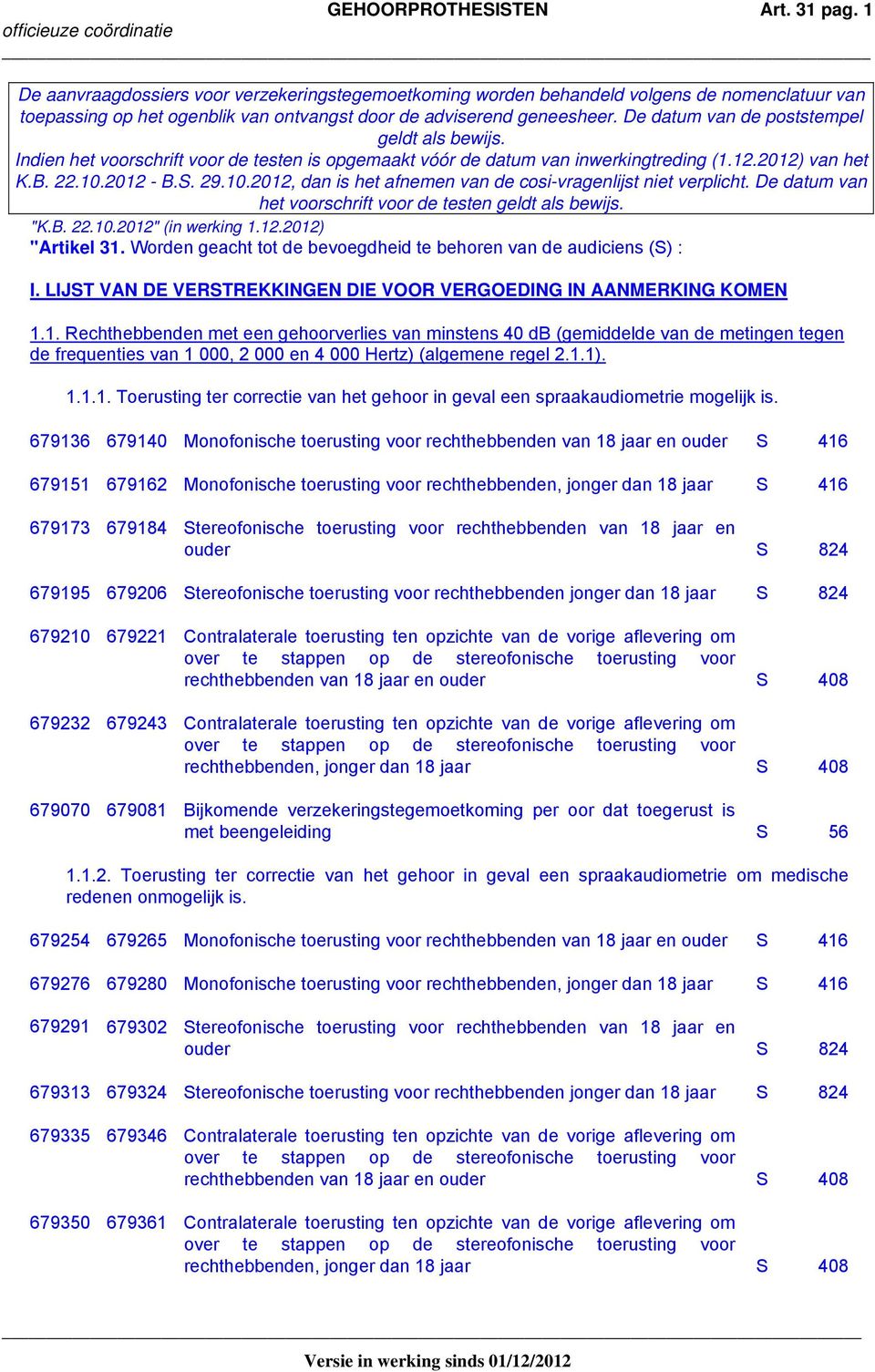 De datum van de poststempel geldt als bewijs. Indien het voorschrift voor de testen is opgemaakt vóór de datum van inwerkingtreding (1.12.2012) van het K.B. 22.10.