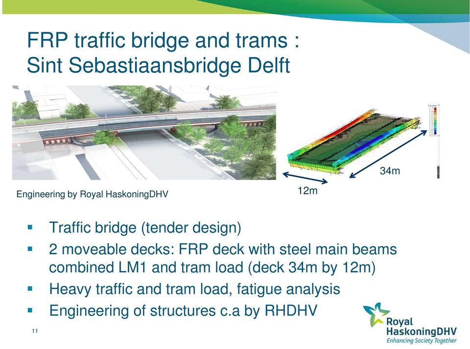 deck with steel main beams combined LM1 and tram load (deck 34m by 12m) Heavy