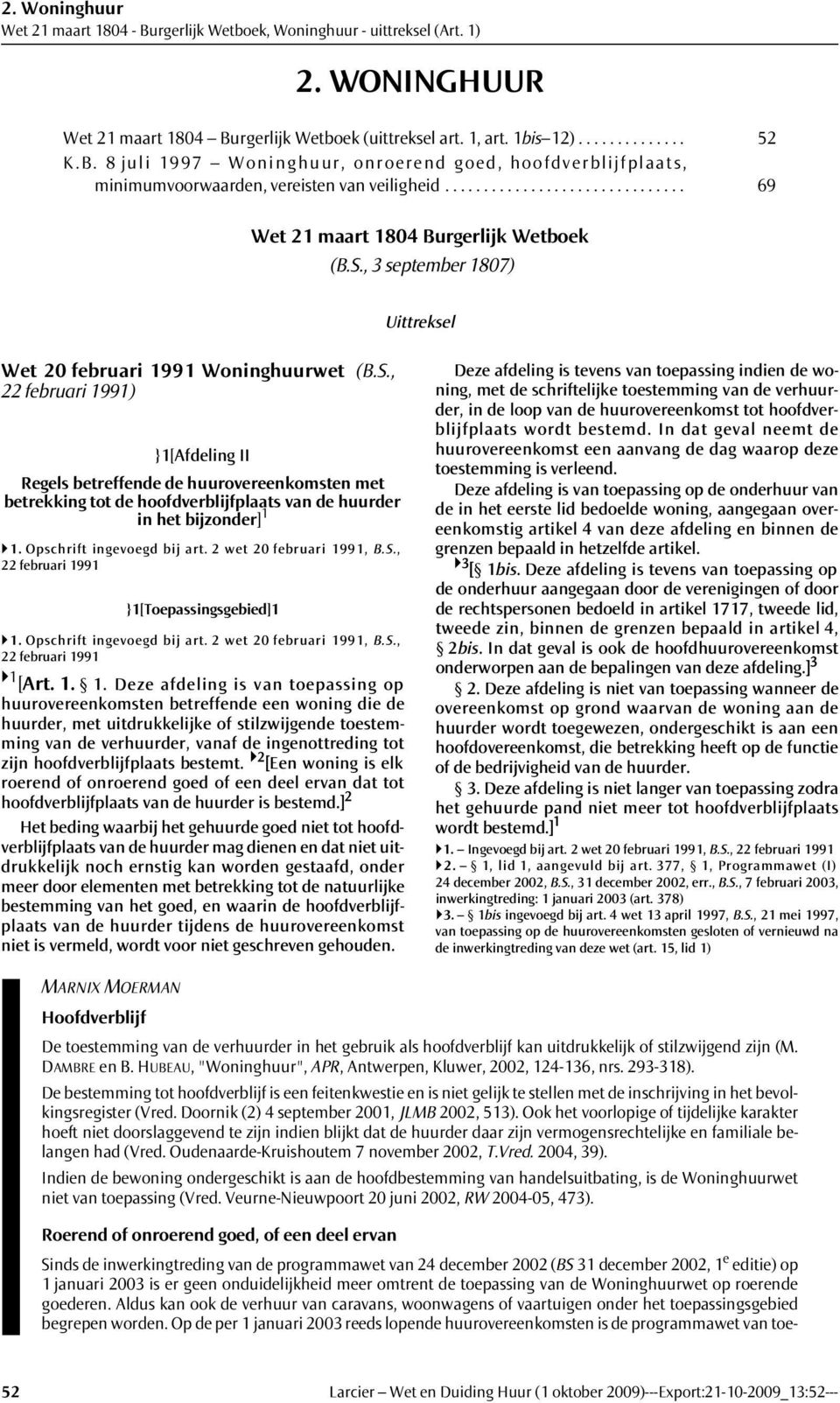 , 3 september 1807) Uittreksel Wet 20 februari 1991 Woninghuurwet (B.S.