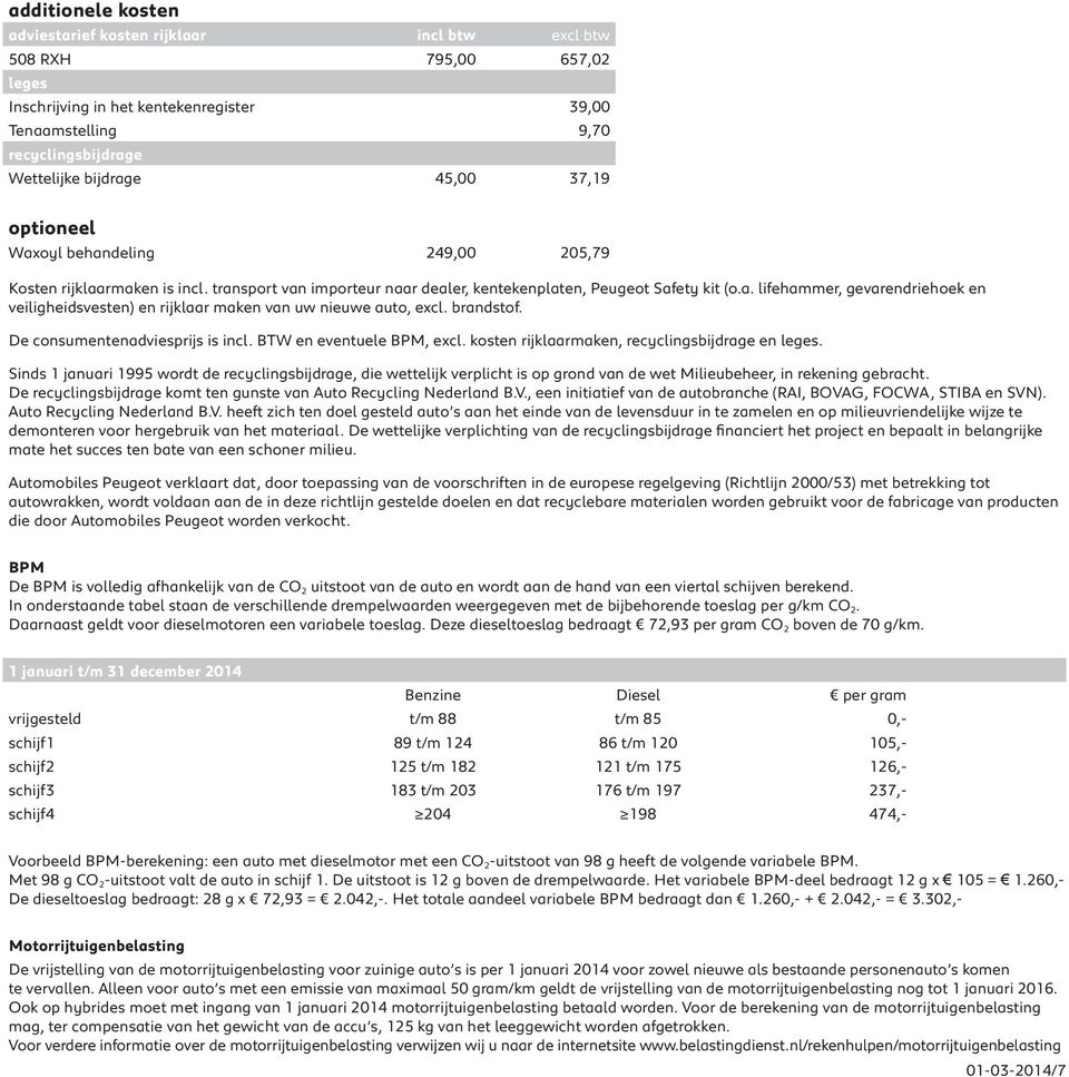 brandstof. De consumentenadviesprijs is incl. BTW en eventuele BPM, excl. kosten rijklaarmaken, recyclingsbijdrage en leges.