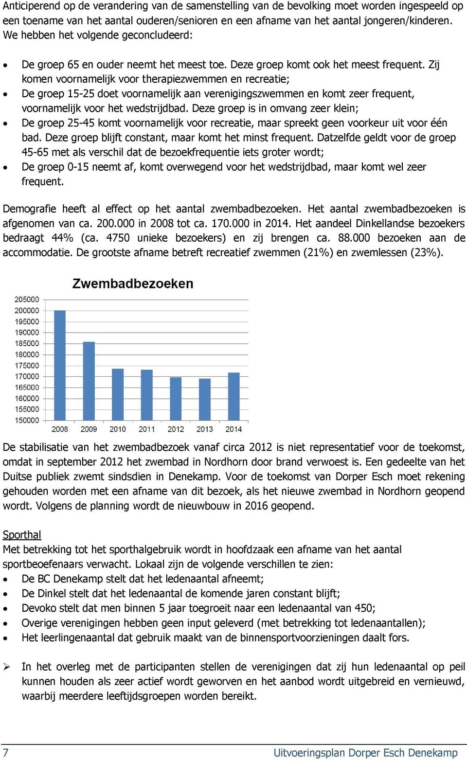 Zij komen voornamelijk voor therapiezwemmen en recreatie; De groep 15-25 doet voornamelijk aan verenigingszwemmen en komt zeer frequent, voornamelijk voor het wedstrijdbad.