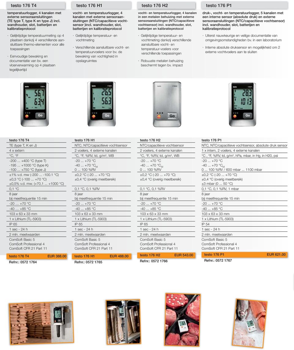 wandhouder, slot, batterij en en vocht- en temperatuurlogger, 4 kanalen in een metalen behuizing met externe sensoraansluitingen (NTC/capacitieve vochtsensor) incl.