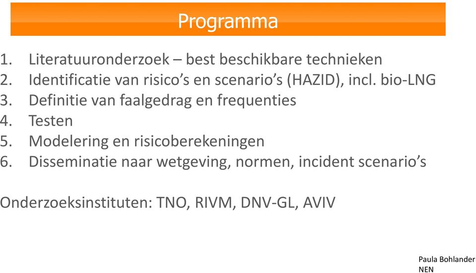 Definitie van faalgedrag en frequenties 4. Testen 5.