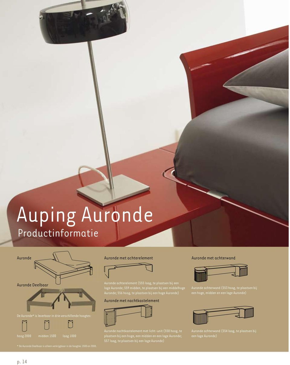Auronde) De Auronde* is leverbaar in drie verschillende hoogtes: hoog 2000 midden 1500 laag 1000 * De Auronde Deelbaar is alleen verkrijgbaar in de hoogtes 1500 en 2000.