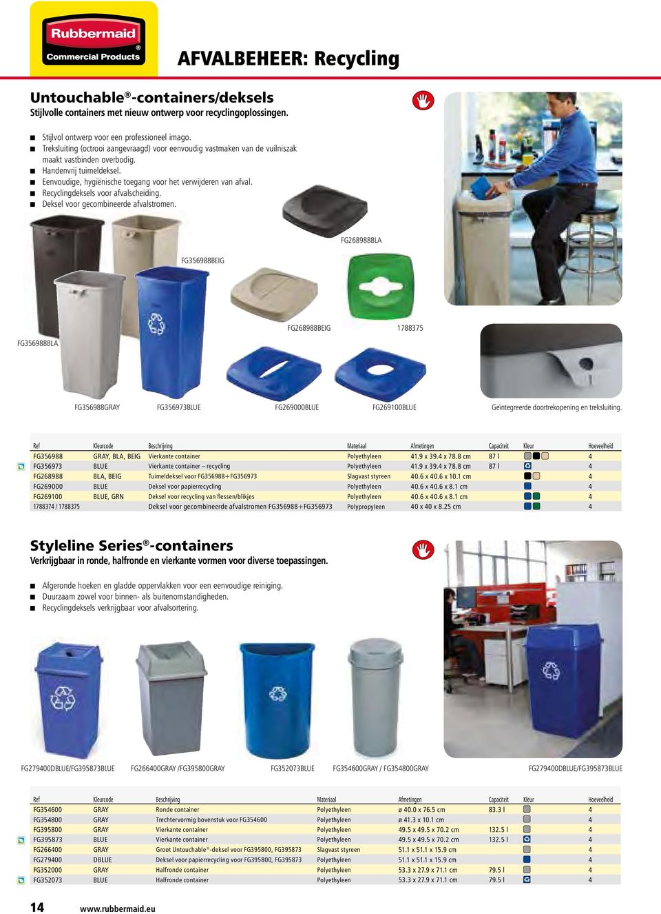 Recyclingdeksels voor afvalscheiding. Deksel voor gecombineerde afvalstromen.