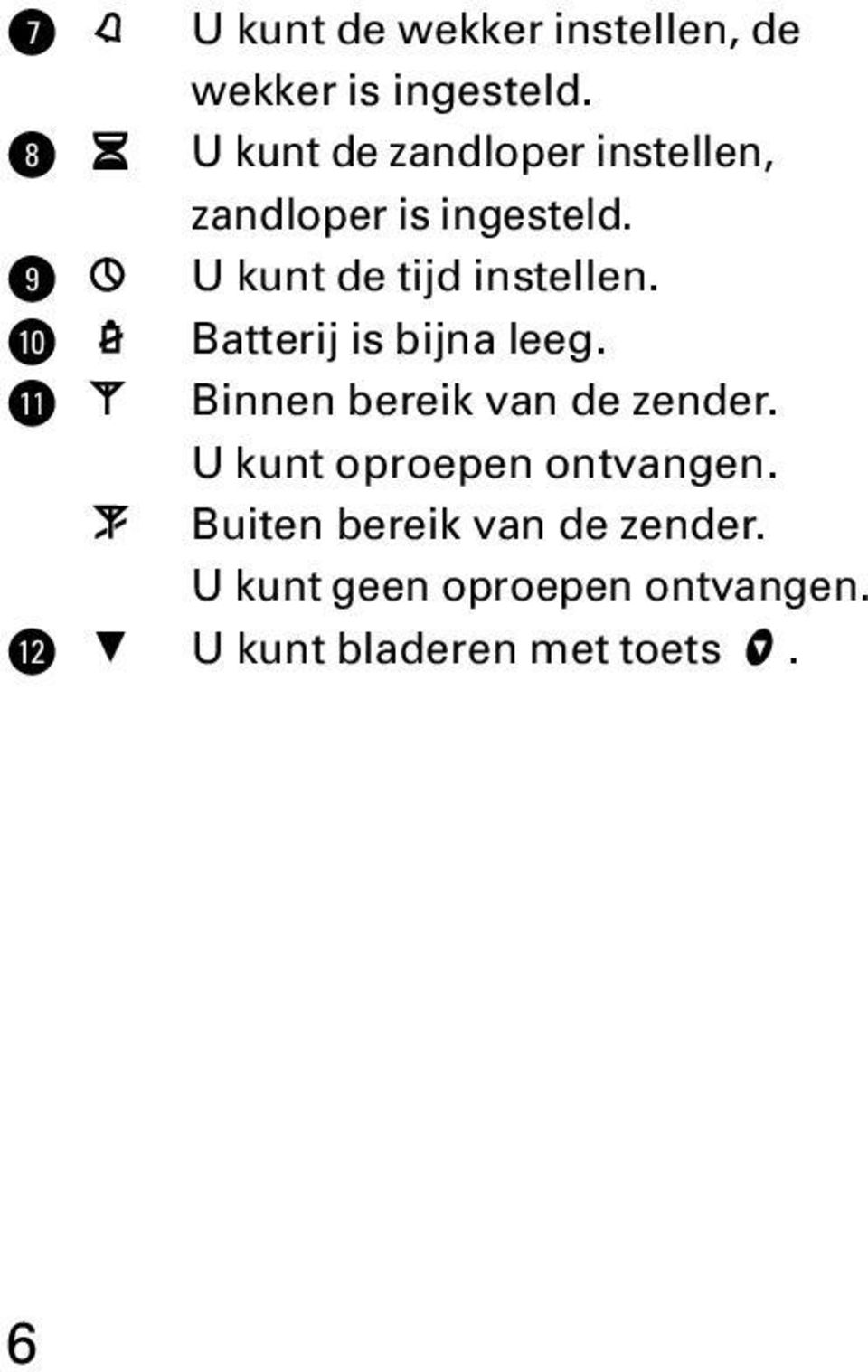 ( U kunt de tijd instellen. ) Batterij is bijna leeg.