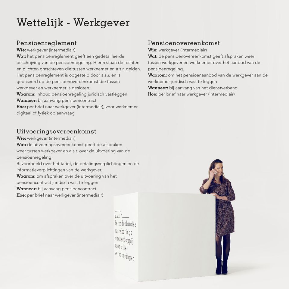 Waarom: inhoud pensioenregeling juridisch vastleggen Wanneer: bij aanvang pensioencontract Hoe: per brief naar werkgever (intermediair), voor werknemer digitaal of fysiek op aanvraag