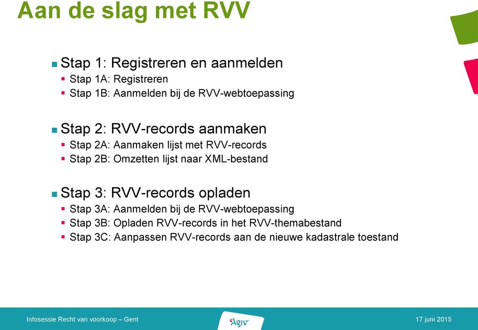 Omzetten lijst naar XML-bestand Stap 3: RVV-records opladen Stap 3A: Aanmelden bij de
