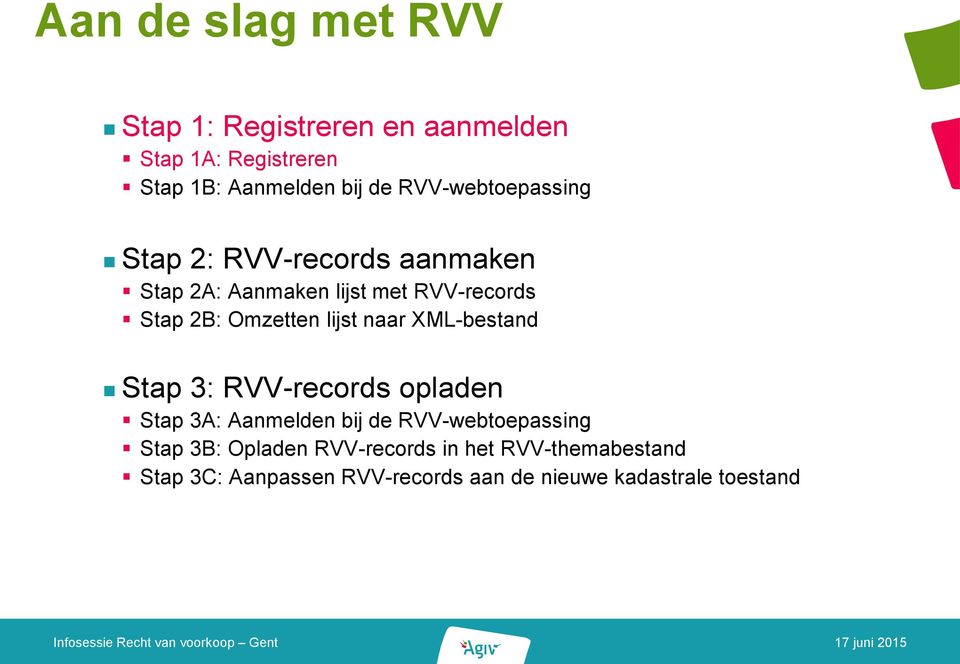 Omzetten lijst naar XML-bestand Stap 3: RVV-records opladen Stap 3A: Aanmelden bij de