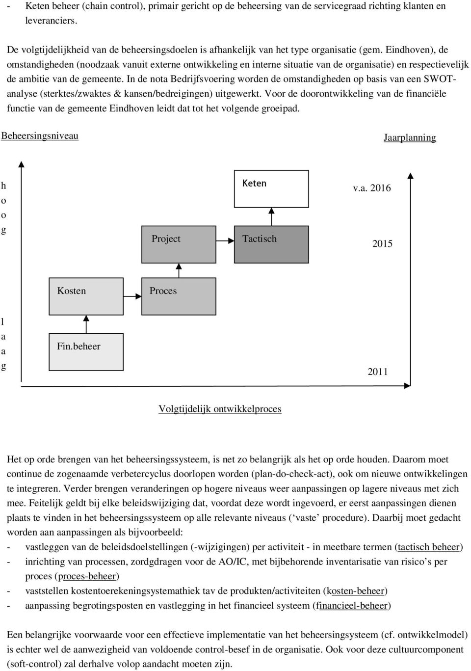 Eindhoven), de omstandigheden (noodzaak vanuit externe ontwikkeling en interne situatie van de organisatie) en respectievelijk de ambitie van de gemeente.