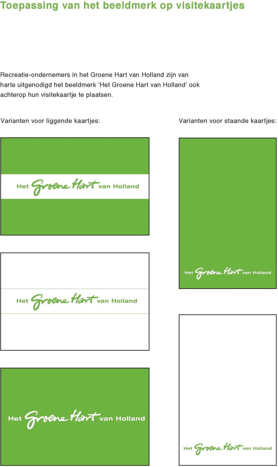 beeldmerk Het Groene Hart van Holland ook achterop hun visitekaartje