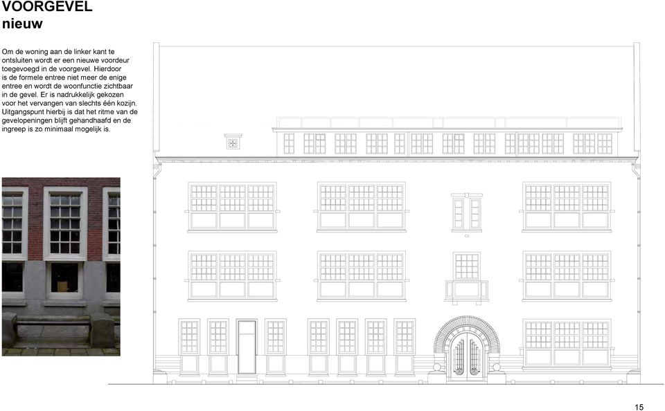 Hierdoor is de formele entree niet meer de enige entree en wordt de woonfunctie zichtbaar in de gevel.