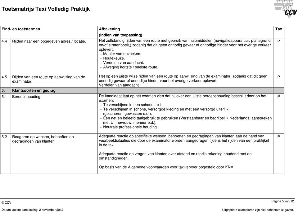 oplevert. - Manier van opzoeken. - Routekeuze. - Verdelen van aandacht. - Afweging kortste / snelste route. 4.5 Rijden van een route op aanwijzing van de examinator. 5.