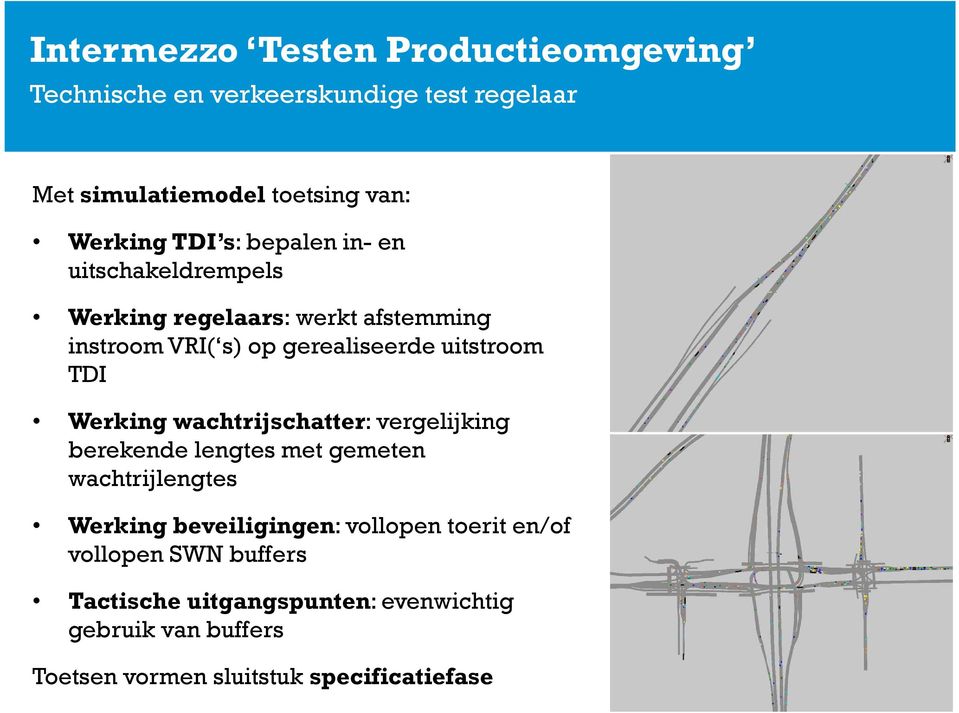 uitstroom TDI Werking wachtrijschatter: vergelijking berekende lengtes met gemeten wachtrijlengtes Werkingbeveiligingen: