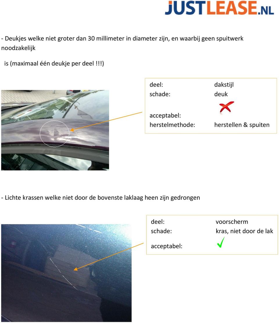 !!) dakstijl deuk herstellen & spuiten - Lichte krassen welke niet