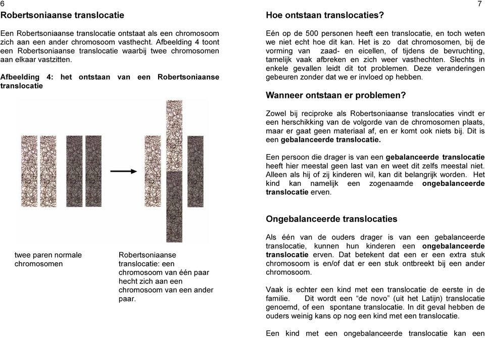 Afbeelding 4: het ontstaan van een Robertsoniaanse translocatie Eén op de 500 personen heeft een translocatie, en toch weten we niet echt hoe dit kan.