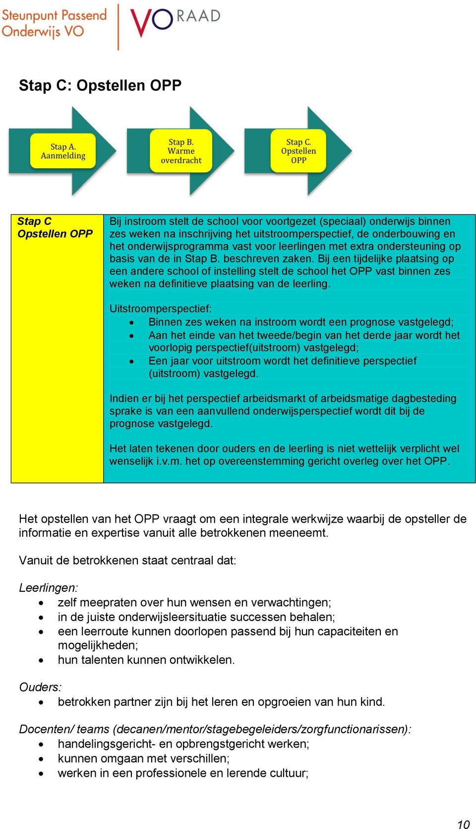 Bij een tijdelijke plaatsing op een andere school of instelling stelt de school het OPP vast binnen zes weken na definitieve plaatsing van de leerling.