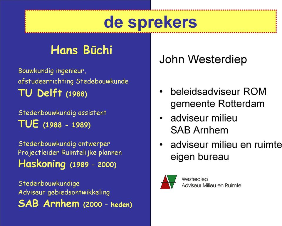 plannen Haskoning (1989 2000) beleidsadviseur ROM gemeente Rotterdam adviseur milieu SAB Arnhem
