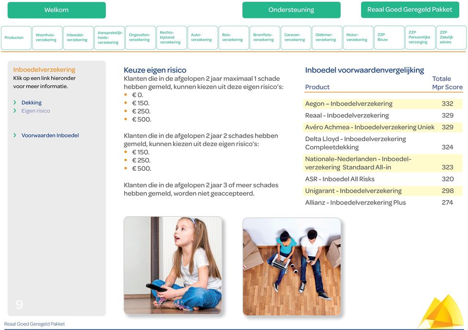 Inboedel voorwaardenvergelijking Product Totale Mpr Score Aegon 332 Reaal - 329 Avéro Achmea - Uniek 329 Delta Lloyd - Compleetdekking 324 Nationale-Nederlanden -