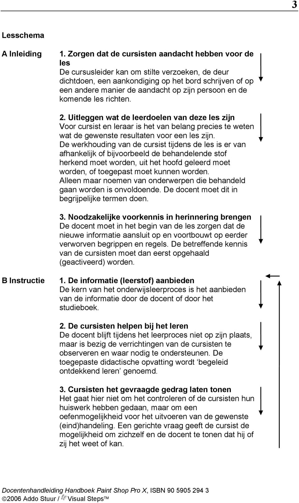 persoon en de komende les richten. 2. Uitleggen wat de leerdoelen van deze les zijn Voor cursist en leraar is het van belang precies te weten wat de gewenste resultaten voor een les zijn.