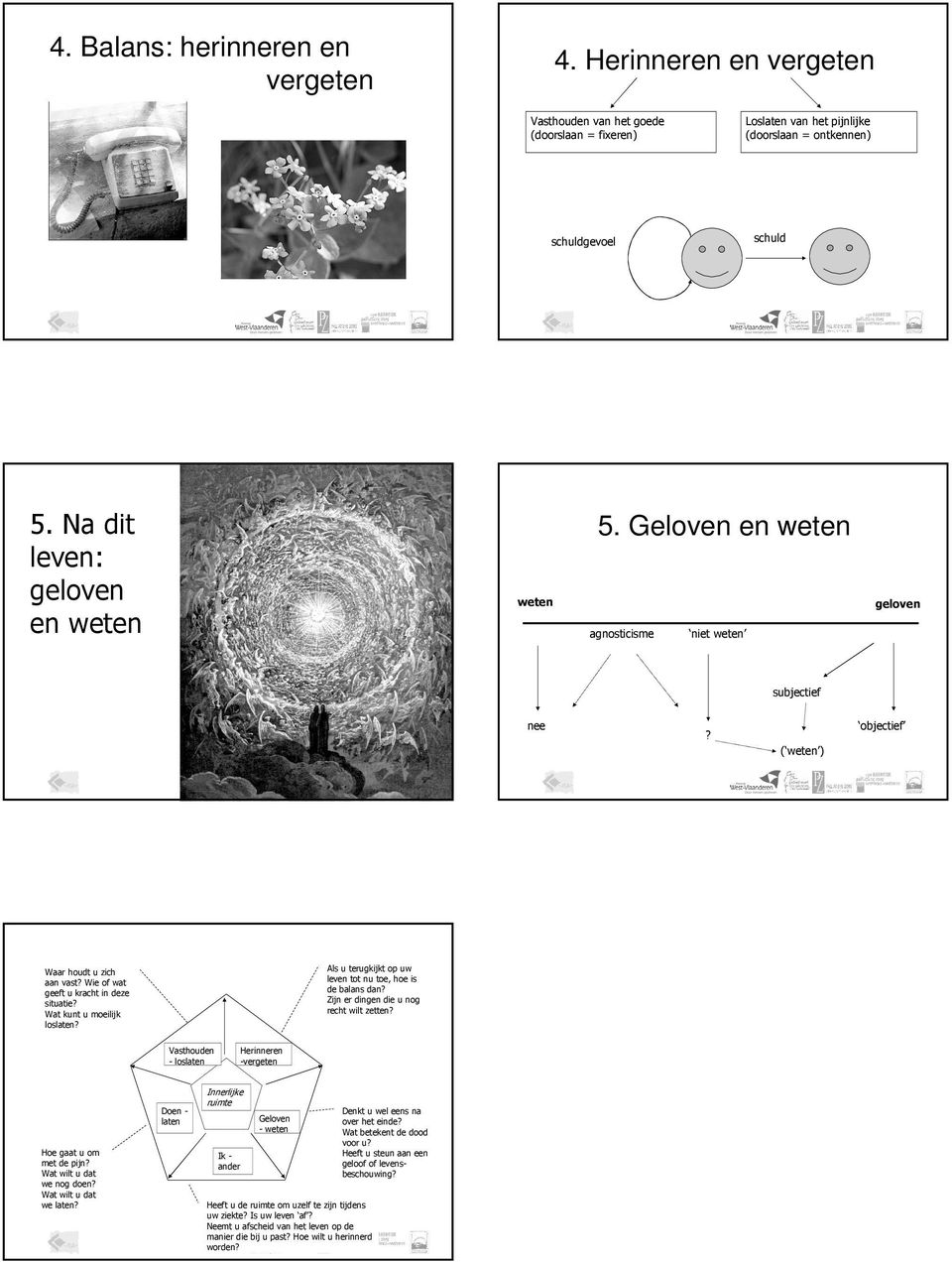 Wat kunt u moeilijk loslaten? Als u terugkijkt op uw leven tot nu toe, hoe is de balans dan? Zijn er dingen die u nog recht wilt zetten?