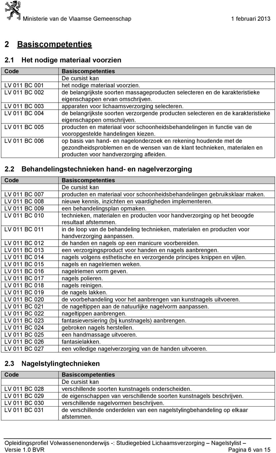 de belangrijkste soorten verzorgende producten selecteren en de karakteristieke eigenschappen omschrijven.