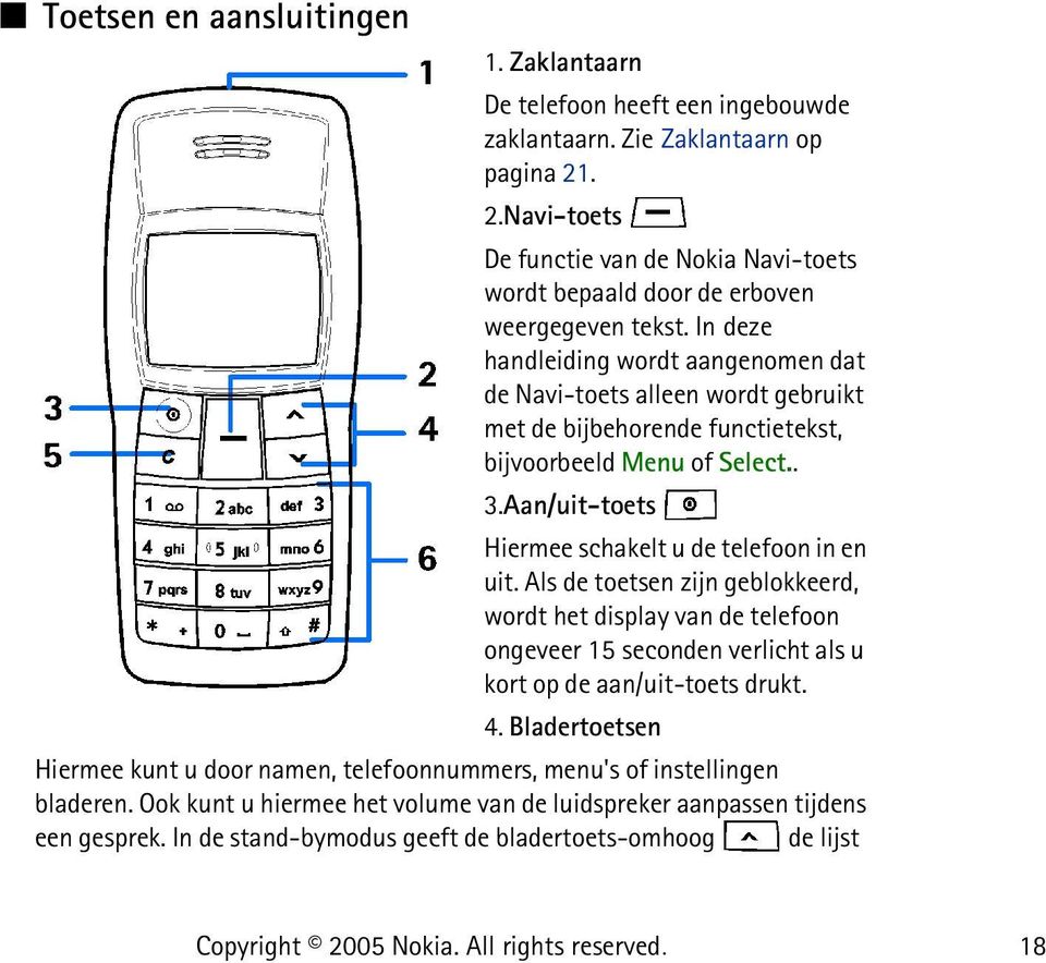 In deze handleiding wordt aangenomen dat de Navi-toets alleen wordt gebruikt met de bijbehorende functietekst, bijvoorbeeld Menu of Select.. 3.