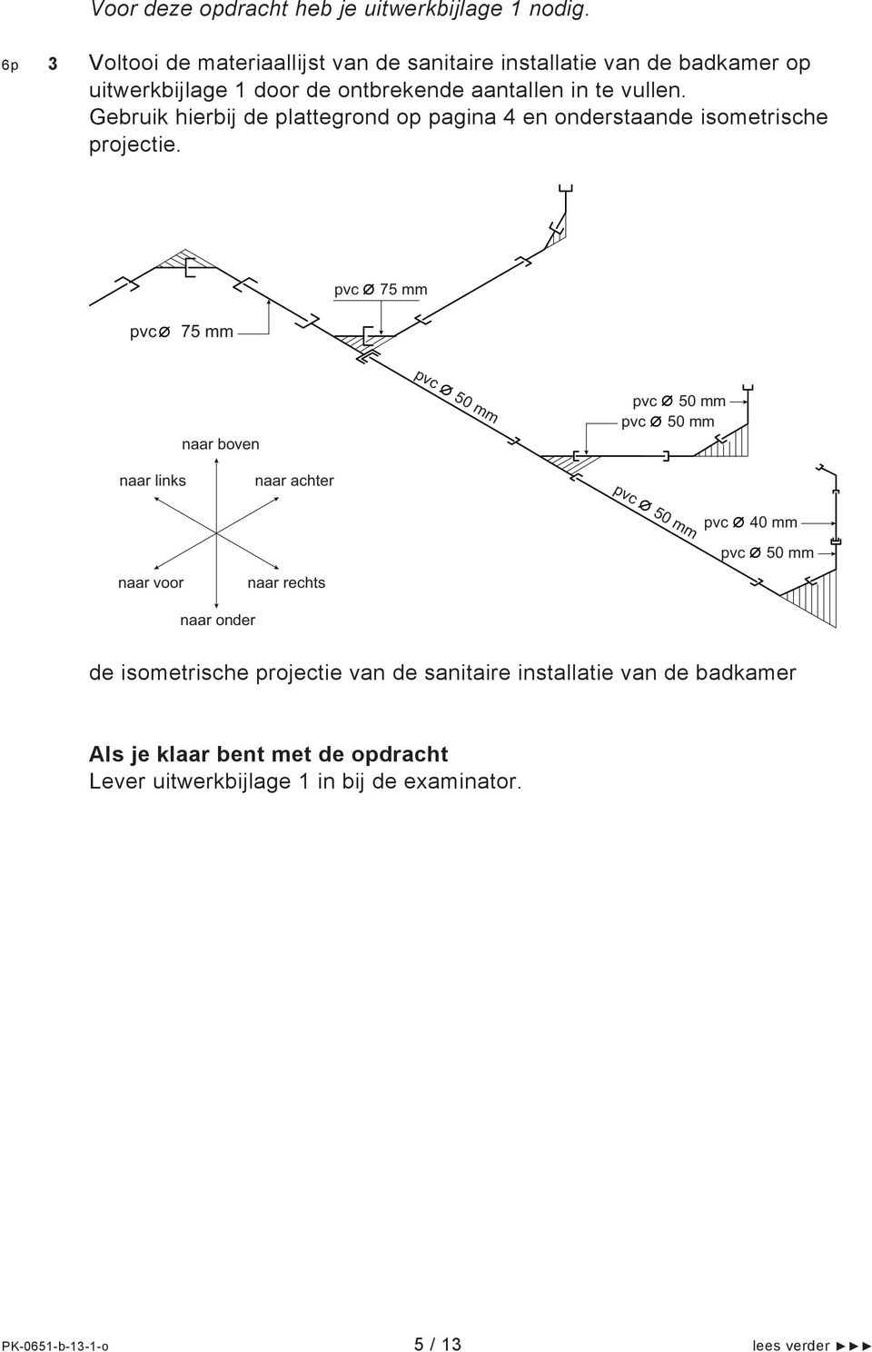 Gebruik hierbij de plattegrond op pagina 4 en onderstaande isometrische projectie.