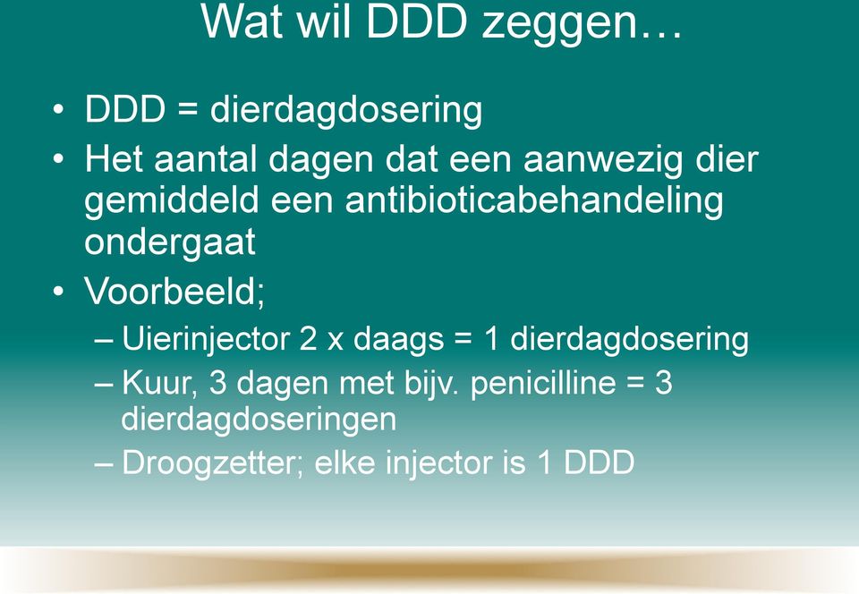 Voorbeeld; Uierinjector 2 x daags = 1 dierdagdosering Kuur, 3 dagen