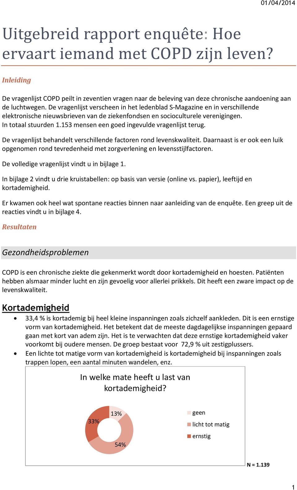 153 mensen een goed ingevulde vragenlijst terug. De vragenlijst behandelt verschillende factoren rond levenskwaliteit.