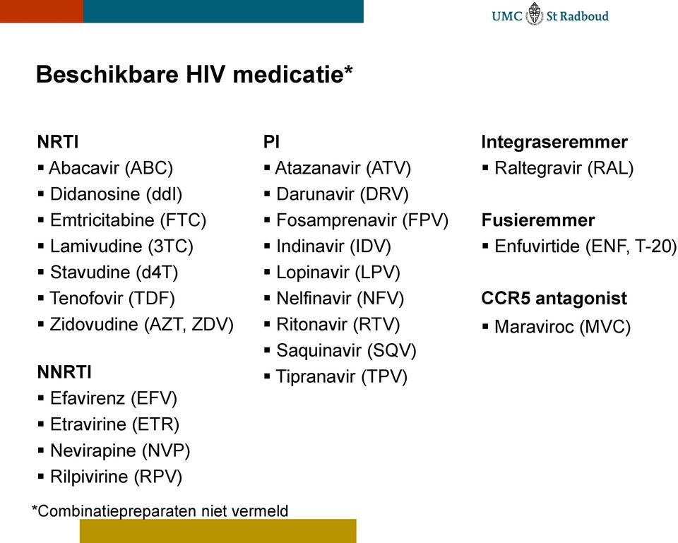 Darunavir (DRV) Fosamprenavir (FPV) Indinavir (IDV) Lopinavir (LPV) Nelfinavir (NFV) Ritonavir (RTV) Saquinavir (SQV) Tipranavir