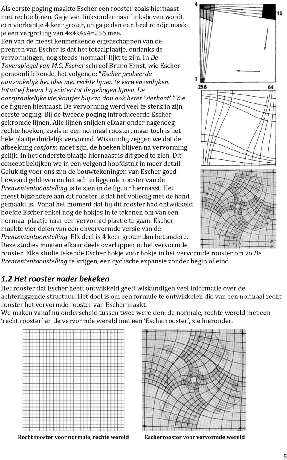 Een van de meest kenmerkende eigenschappen van de prenten van Escher is dat het totaalplaatje, ondanks de vervormingen, nog steeds 'normaal' lijkt te zijn. In De Toverspiegel van M.C.