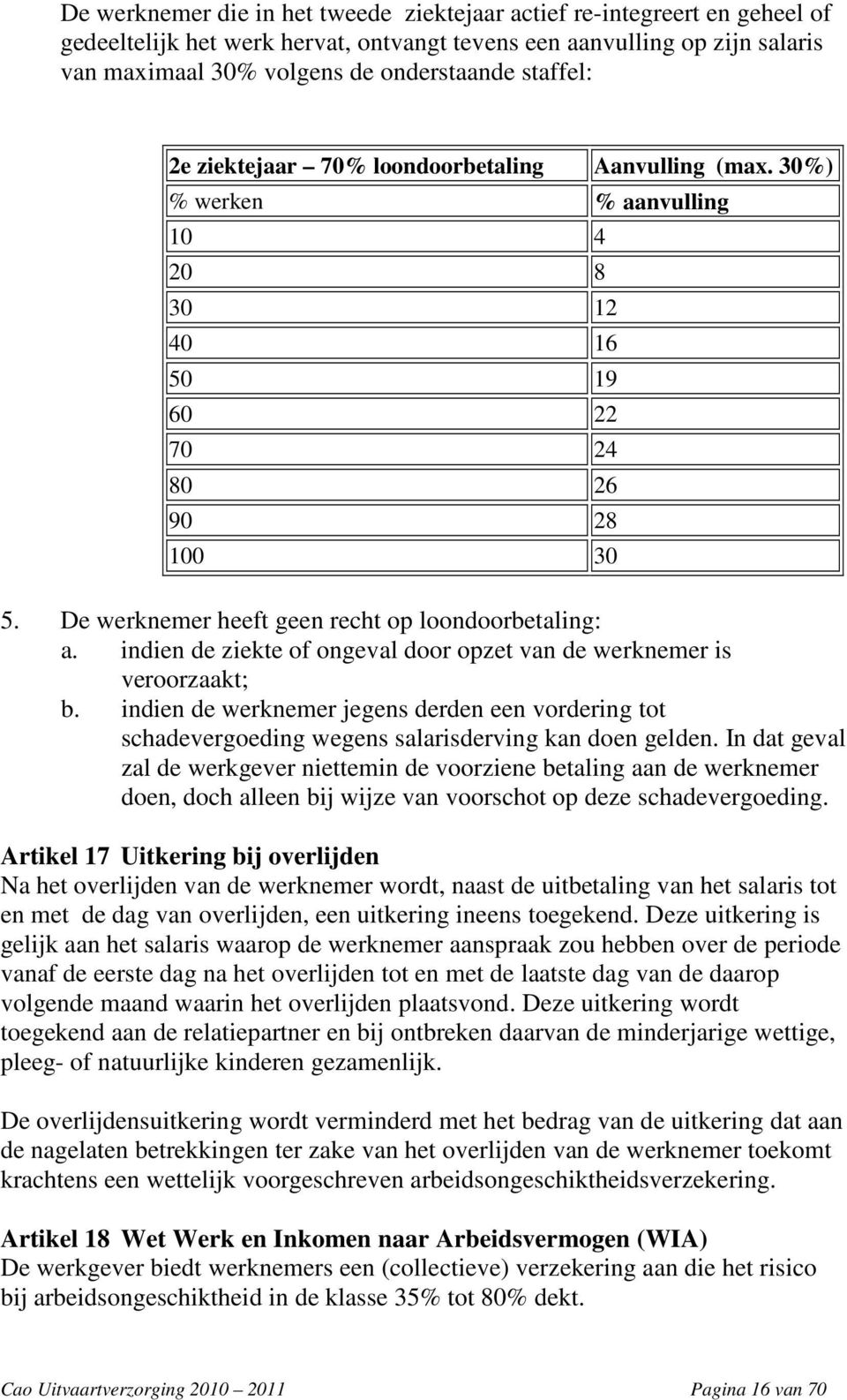 De werknemer heeft geen recht op loondoorbetaling: a. indien de ziekte of ongeval door opzet van de werknemer is veroorzaakt; b.