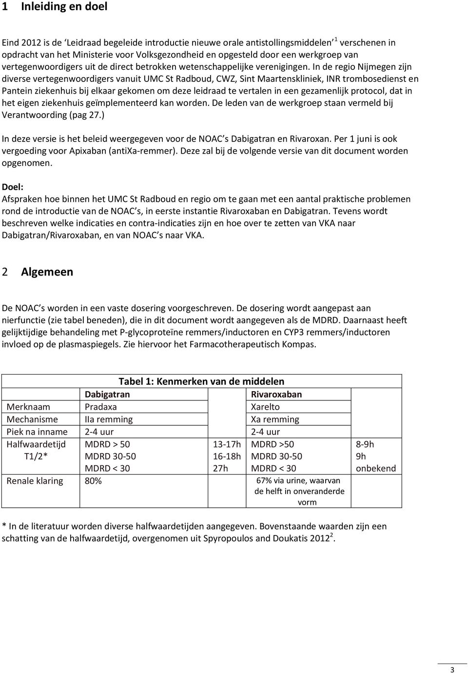 In de regio Nijmegen zijn diverse vertegenwoordigers vanuit UMC St Radboud, CWZ, Sint Maartenskliniek, INR trombosedienst en Pantein ziekenhuis bij elkaar gekomen om deze leidraad te vertalen in een