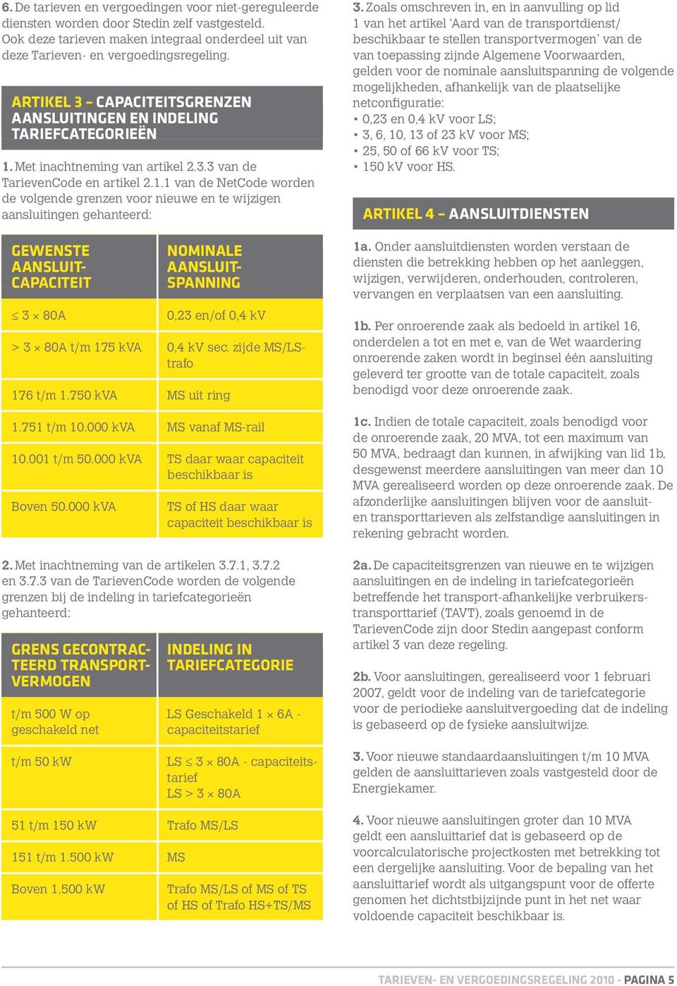 Met inachtneming van artikel 2.3.3 van de TarievenCode en artikel 2.1.