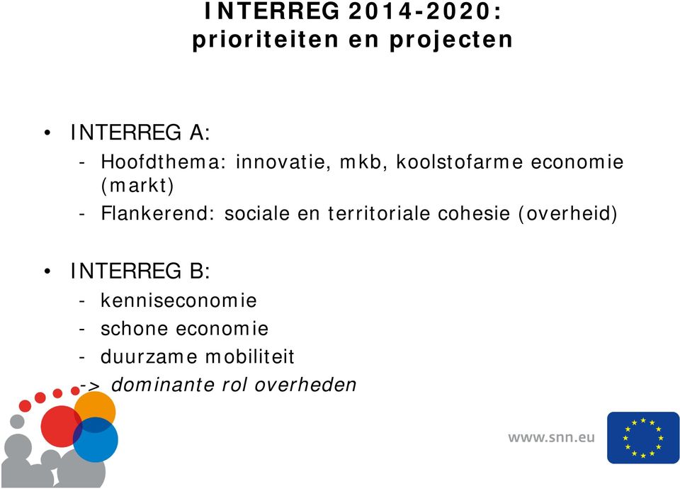 Flankerend: sociale en territoriale cohesie (overheid) INTERREG B: